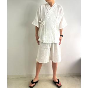 浴衣 通気性の良い凹凸あるサッカー織 綿100% 甚平 上下セット メンズ