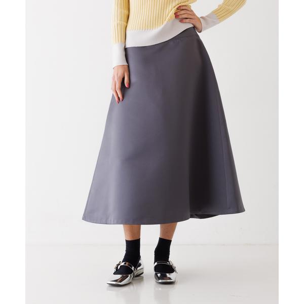 スカート サテンセミフレアースカート
