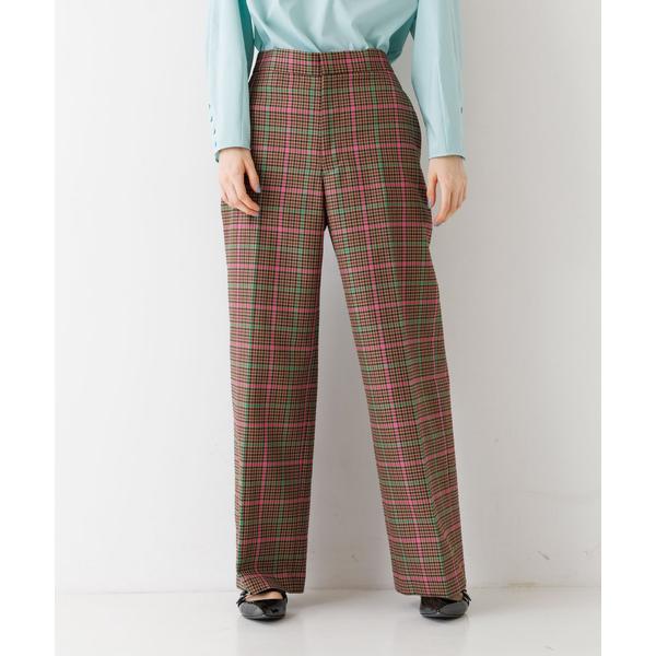 パンツ チェックワイドパンツ レディース
