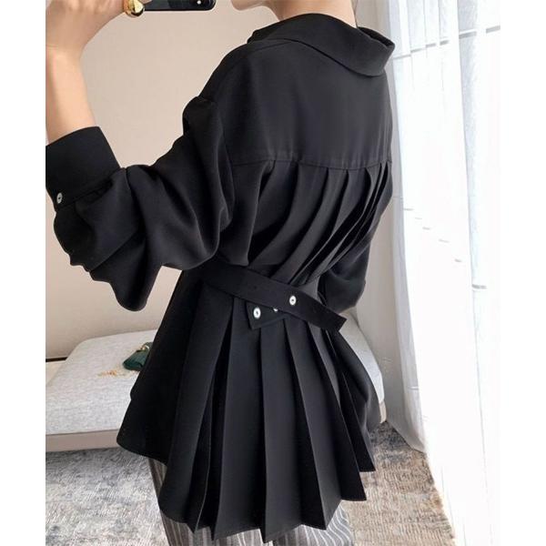 ブラウス シャツ オフィスにもぴったりな長袖プリーツブラウス レディース