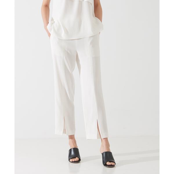 パンツ バックサテンジョーゼットフロントスリットパンツ レディース