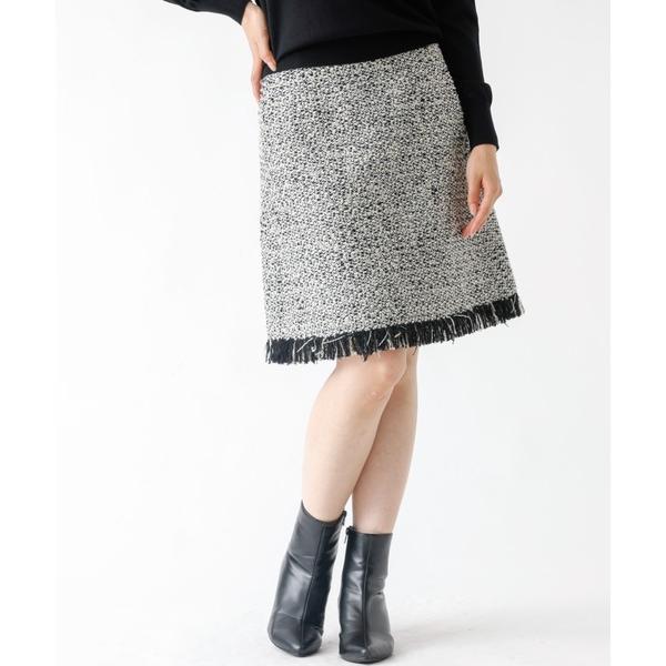 スカート ラメツイードフリンジスカート