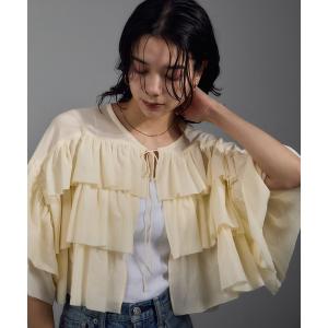 ブラウス シャツ コットンラッフルブラウス レディース
