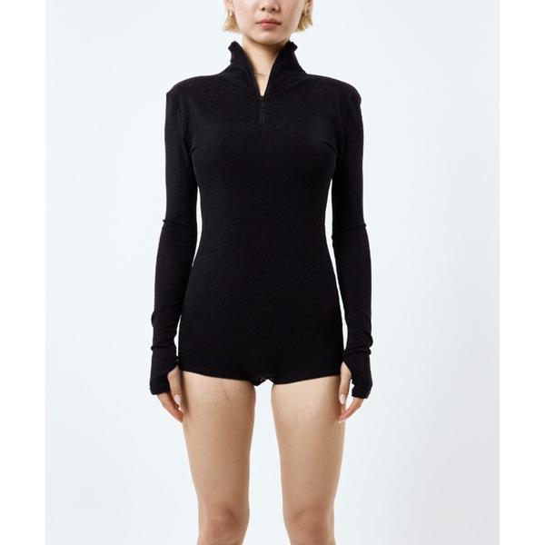 tシャツ Half zipup bodysuits/ハーフジップロングスリーブボディスーツ レディー...