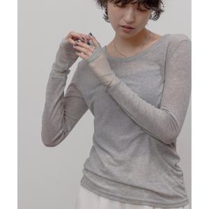 tシャツ テンセルウール　シアーリブトップス レディース