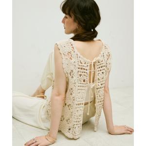 ベスト ジレ Crochet daisy vest / クロシェ編みデイジーベスト レディース