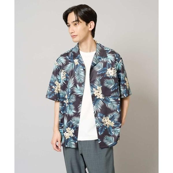 シャツ 「イージーケア/接触冷感」アロハ柄プリント五分袖オープンカラーシャツ「毛玉・シワになりにくい...