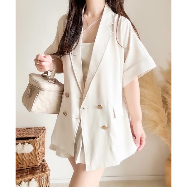 ブラウス シャツ リネンライクジャケット半袖シャツ レディース