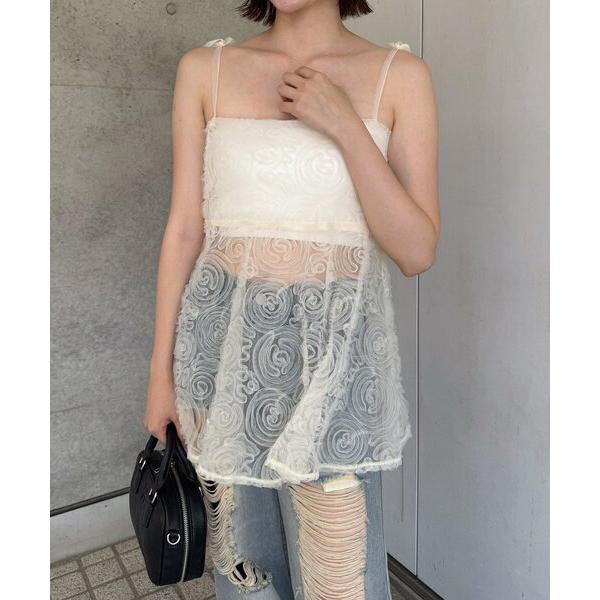 キャミソール 「mline」チュールバラキャミ