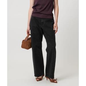 ジーンズ デニム デニムパンツ コットンビジューデニムパンツ レディース