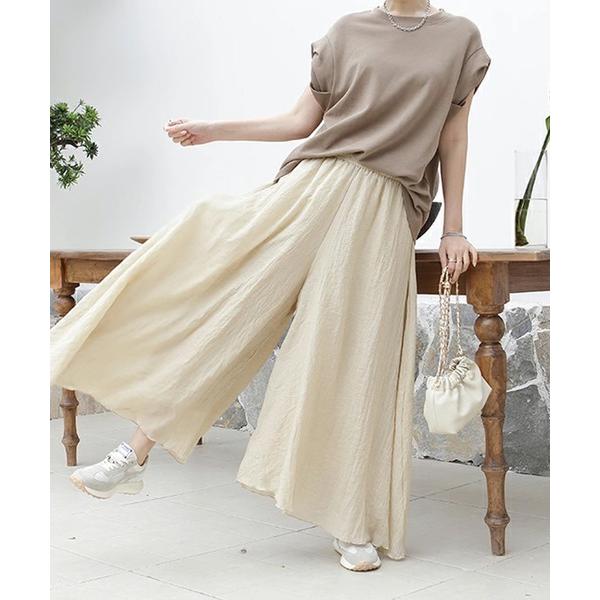 パンツ ドラマチックフレア リネンパンツ レディース