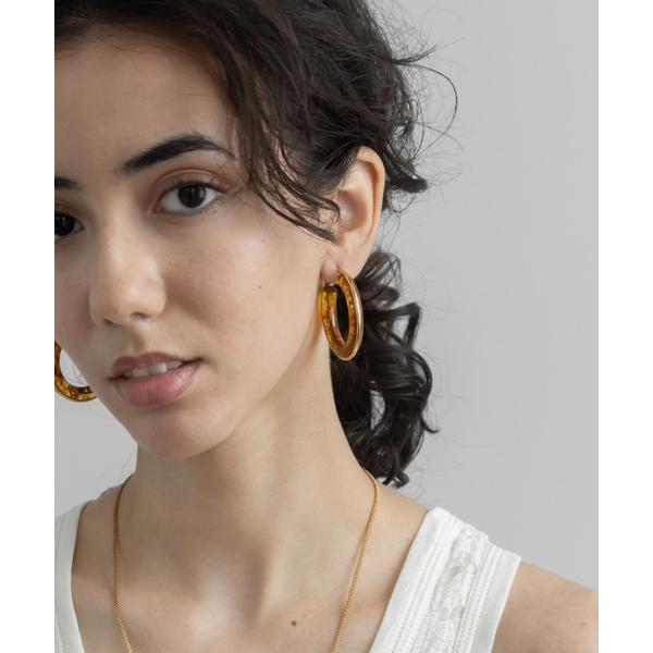 ピアス 金属アレルギー対応 クリアマーブルフープピアス レディース