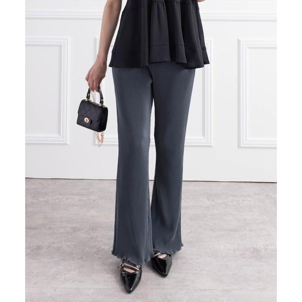 パンツ 「低身長対応／サイズ展開あり」楊柳フレアパンツ「オフィスカジュアル 着回し抜群 大人 」 レ...