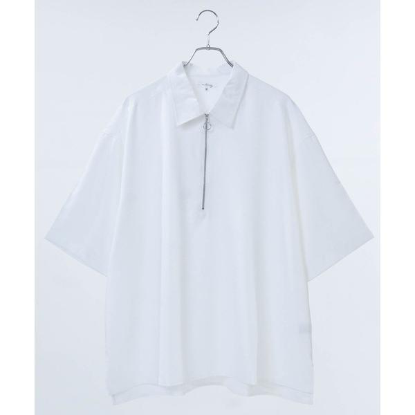 シャツ 「14」アソートプリント サイドスリット オーバーサイズ ハーフジップシャツ メンズ レディ...