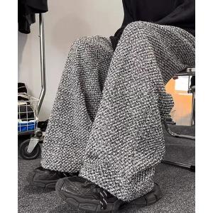 パンツ 「WARAIJOGO」ハイウエストツイードワイドパンツ(NEZ) レディース メンズ