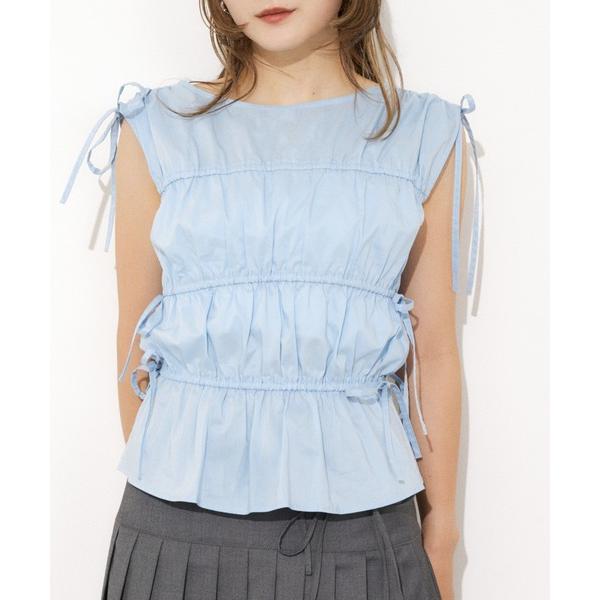 ブラウス シャツ GATHER RIBBON WOVEN BL ギャザーリボン ウーブン ブラウス ...