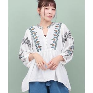 ブラウス シャツ Rico フェズ刺繍モチーフブラウス レディース