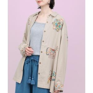 ブラウス シャツ Rico カンタ刺繍モチーフシャツ レディース