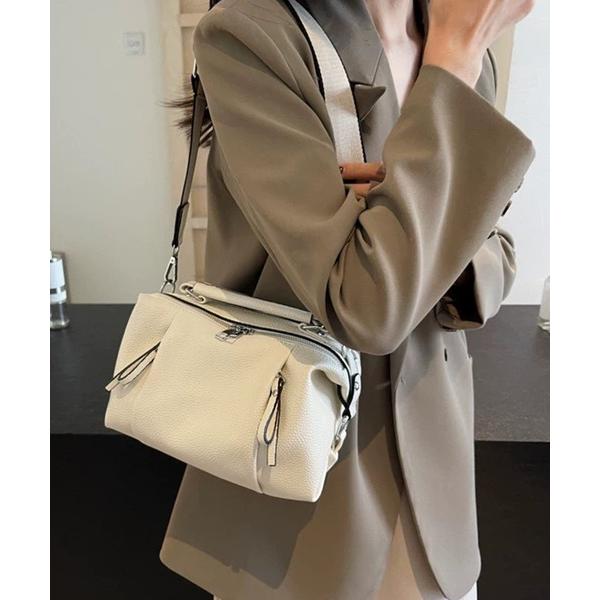 ショルダーバッグ バッグ サイドWZIP 5ポケット 2WAY 太ベルト ショルダーバッグ レディー...