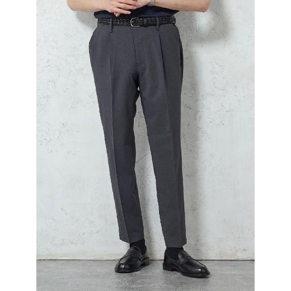 スラックス 「洗える/ウエストゴム使用」リネンライク　サマースラックス　グレー/ベージュ/ブルー/ネ...