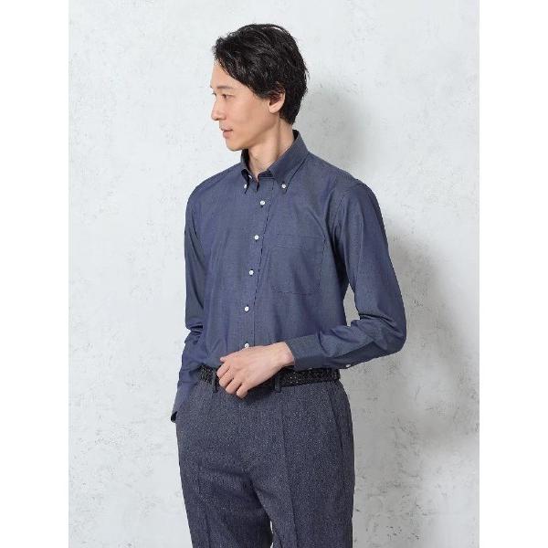 フォーマル シャツ 「ノンアイロン」長袖ワイシャツ「アーバン」ブルー メンズ