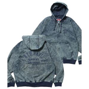 ブルゾン アウター 「BEN DAVIS（ベンデイビス）」BLEACHED TWILL ZIP HOODIE /パーカー ジップパーカー ダブルジップ 短丈 刺繍 メンズ レディース