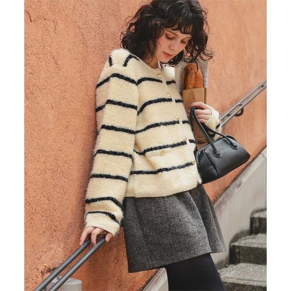 カーディガン プチループゴールド釦ニットカーディガン レディース