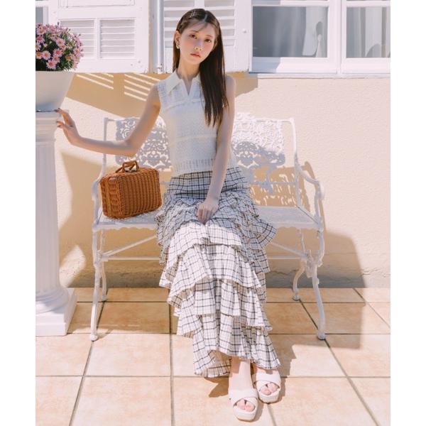 スカート 「AKB48 千葉恵里さん・山崎空さん着用」ジャストウエストティアードマキシスカート