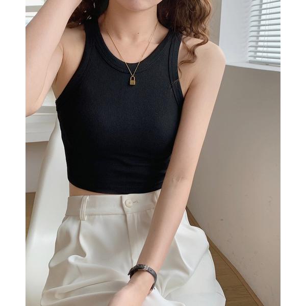 タンクトップ ノースリーブ 「パット付き」シンプル 短丈 アメスリフィット タンクトップ ブラトップ...