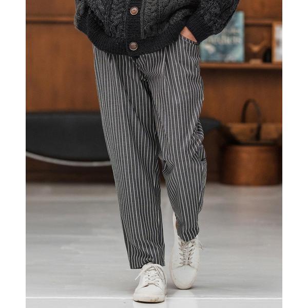 ジーンズ mp13868-ストライプテーパードデニムパンツ メンズ