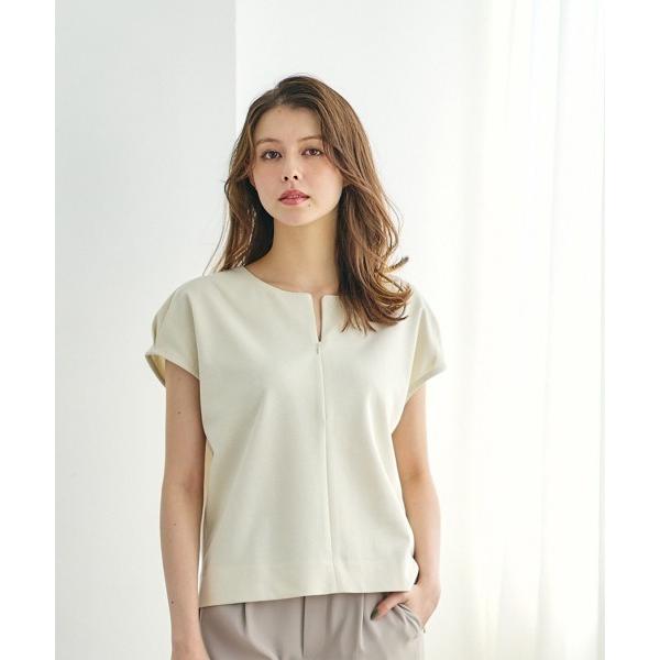 tシャツ フロントファスナーネックカットソープルオーバー レディース