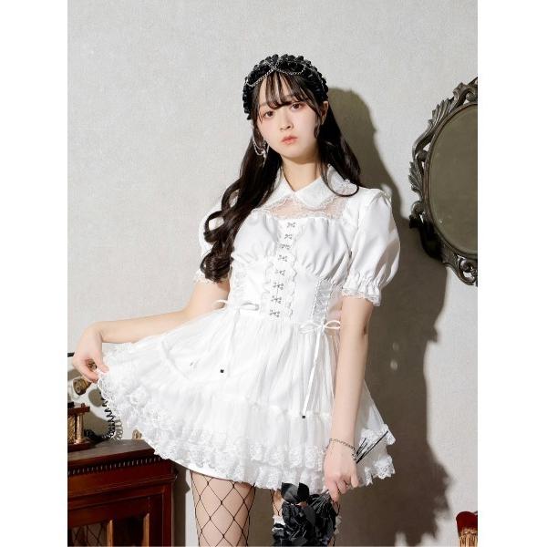 ワンピース レースアップチュールティアードセットアップ