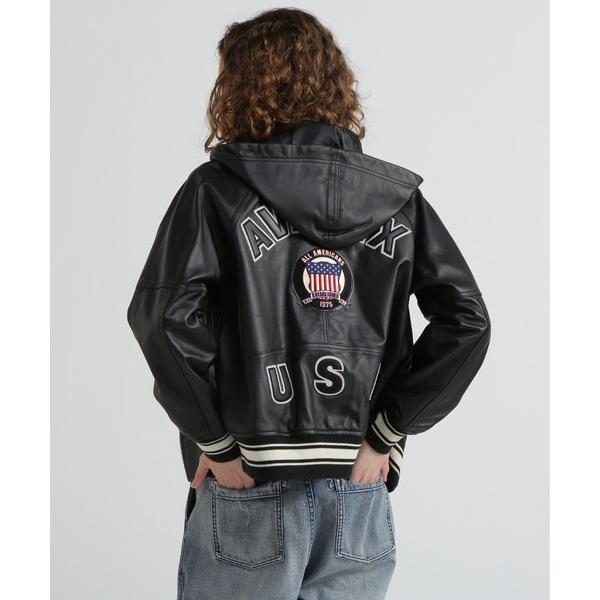 スタジャン SIGNATURE HOODED LEATHER / シグネチャーフードレザージャケット...