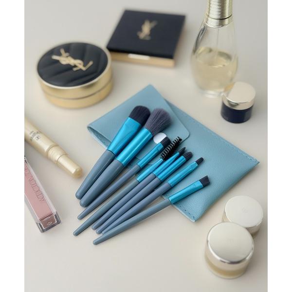 メイクブラシ 6C30 ケース付き コンパクトミニメイクブラシセット 8本 フェイスブラシ アイシャ...