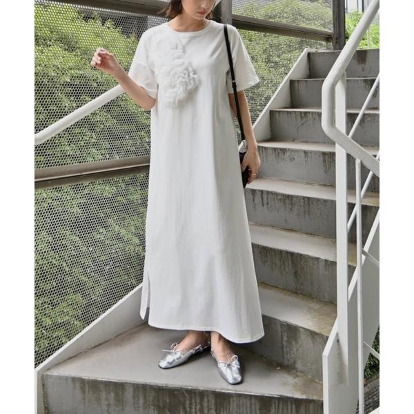 ワンピース 半袖 tulle motif half sleeve cut and sew OP