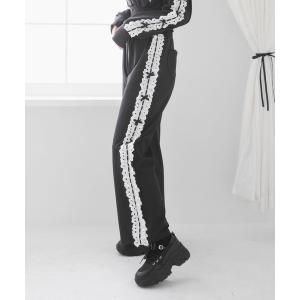 uvカット ワイドパンツ パンツ UVカットハートフリルレースロングパンツ「大きいサイズ有」 レディース