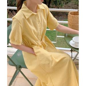 DAY CLOSET ワンピース レディース ビッグセーラーカラーギンガム