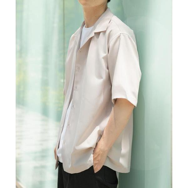 シャツ リネンタッチオープンカラーシアーシャツ メンズ