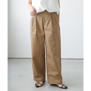 ベージュ タック入り ワイドパンツ/チノパン チノパン タック入りワイドチノパン レディース : ZOZOTOWN