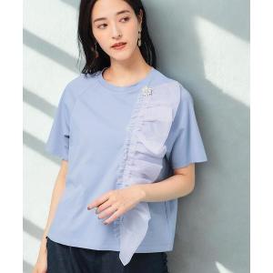 tシャツ 「オーガンジーラッフル」大人フェミニンTシャツ レディース