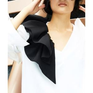 ブローチ レイヤードフリルパーツ(グログラン)「喪服・礼服」「入卒式・結婚式」「オフィス/ビジネス/デイリーにも使える」 レディース