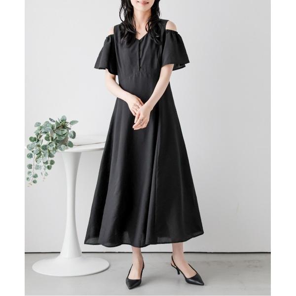 ワンピース ショルダースリットフレアワンピース