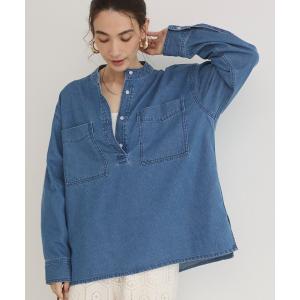 ブラウス シャツ 襟が選べる デニム プルオーバー シャツ（バンドカラー/レギュラー） レディース