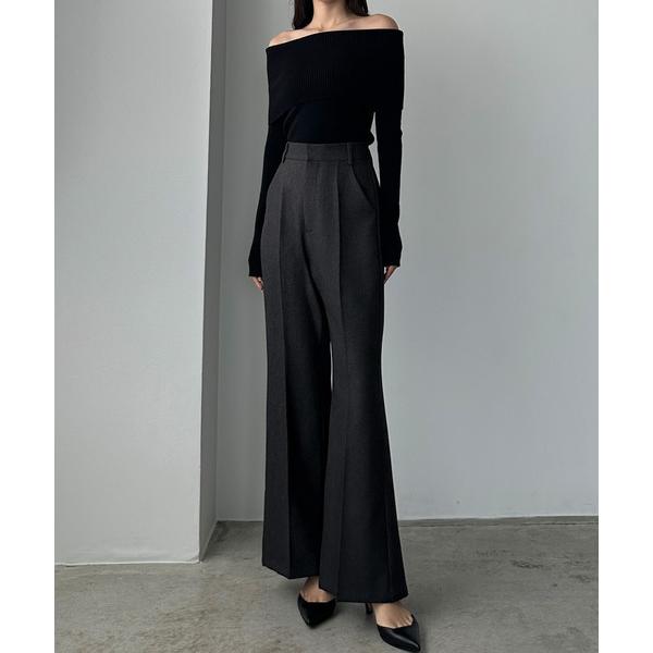 スラックス パンツ バックスリットフレアパンツ（薄手） レディース