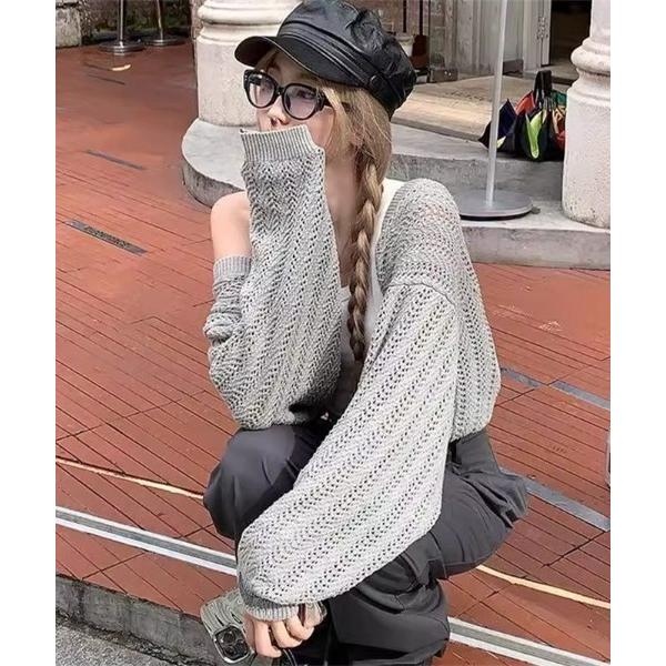 カーディガン 透かし編みシアーニットボレロ レディース