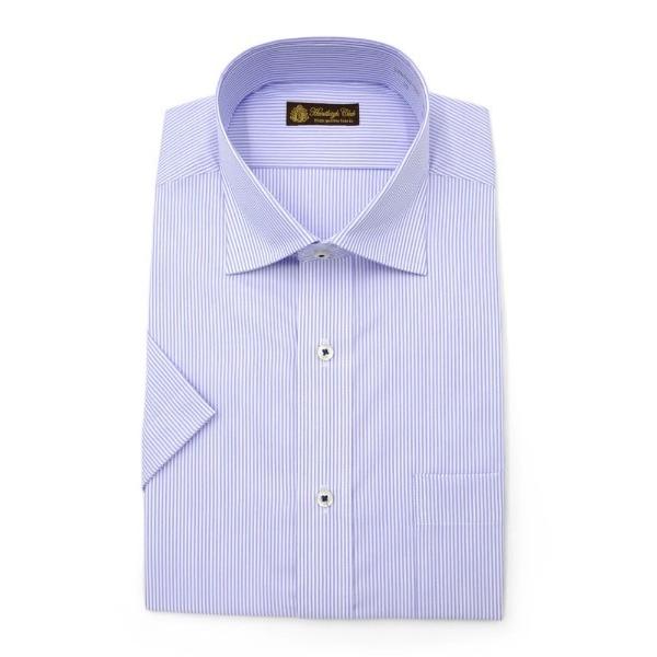 フォーマル シャツ 「形態安定」半袖 ワイシャツ セミワイド 柄物 ハントレークラブ メンズ