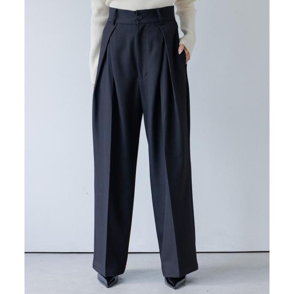 スラックス パンツ high waist cross tuck slacks（ハイウエストクロスタッ...