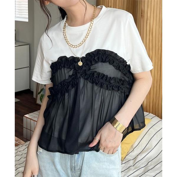 tシャツ チュールビスチェドッキングTシャツ レディース
