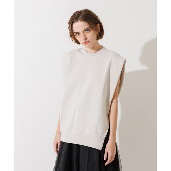 tシャツ 裏毛サイドスリットフレンチスリーブプルオーバー レディース