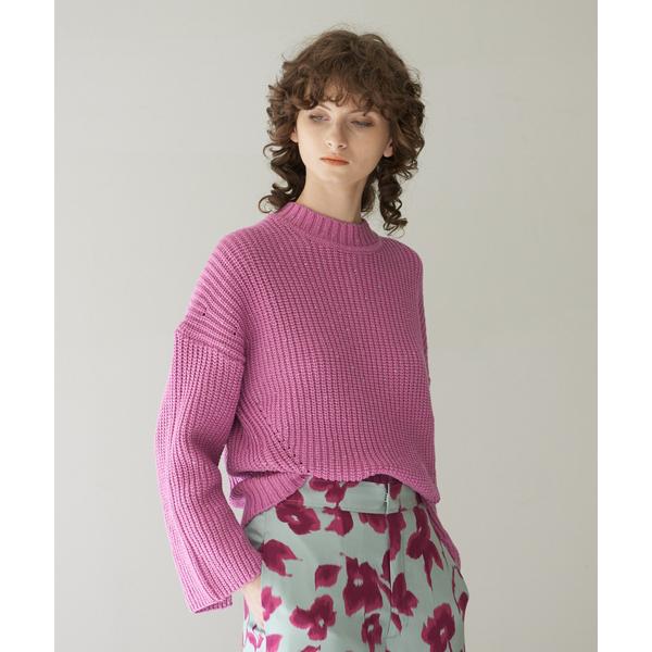 ニット セーター コットンラメショートプルオーバー レディース